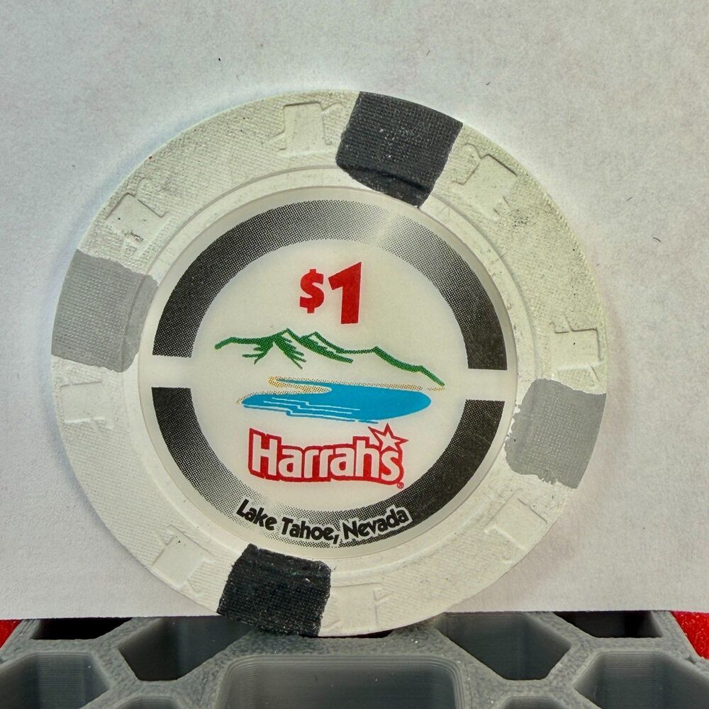 HARRAH'S CASINO LAKE TAHOE NEVADA $1 CASINO CHIP 👌